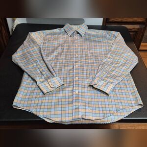 Men's size large blue plaid Kenneth Roberts Platinum button down shirt
